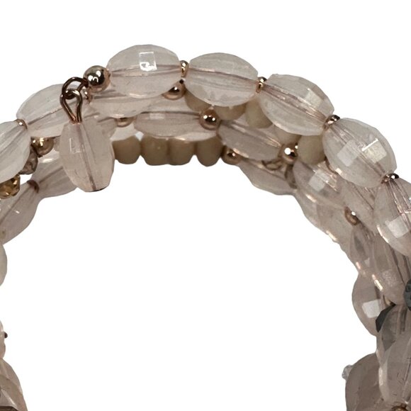 NY & Co Beaded Coiled Bracelet Stacked Pink Silver NWT - Picture 5 of 8